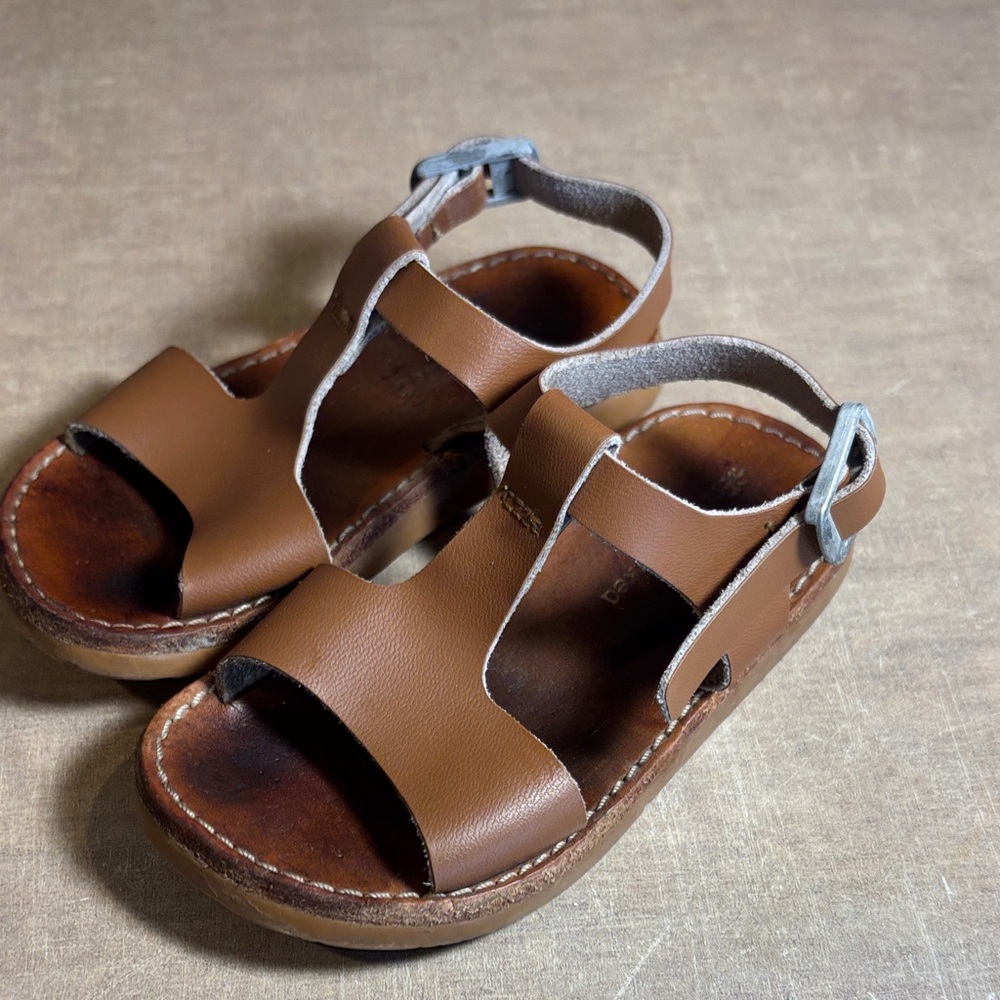 Classic Brown Leather Kids Sandals